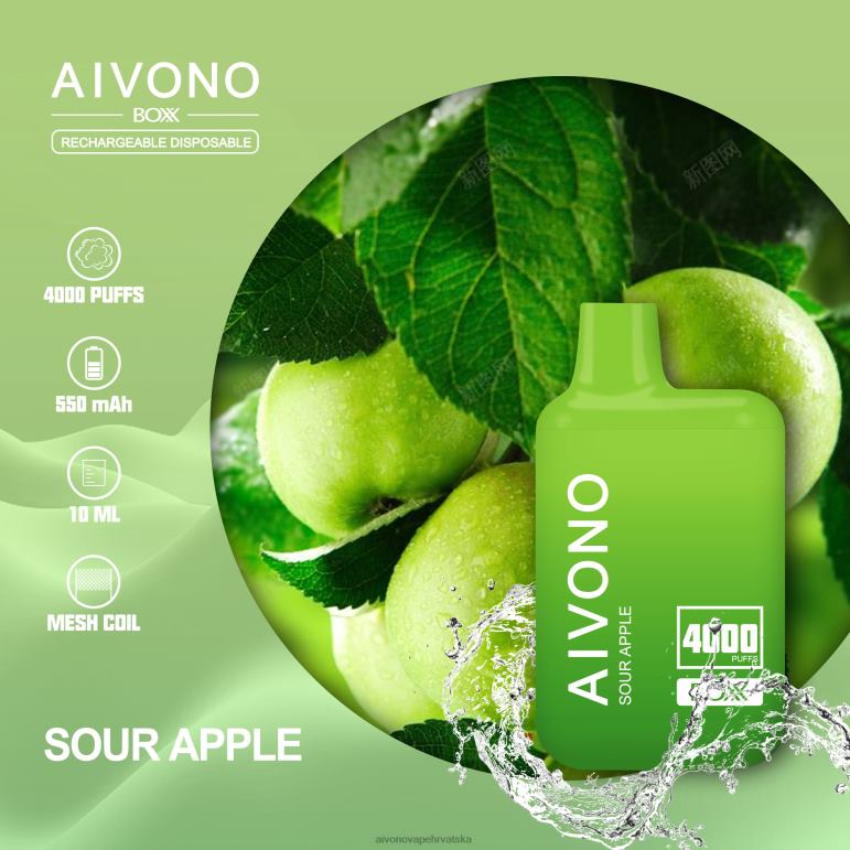 Aivono AIM BOXX 4000 kisela jabuka - F4042220 Aivono Vape Hrvatska