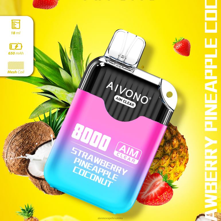 Aivono AIM CLEAR 8000 jagoda ananas kokos - F4042207 Aivono Vape Review