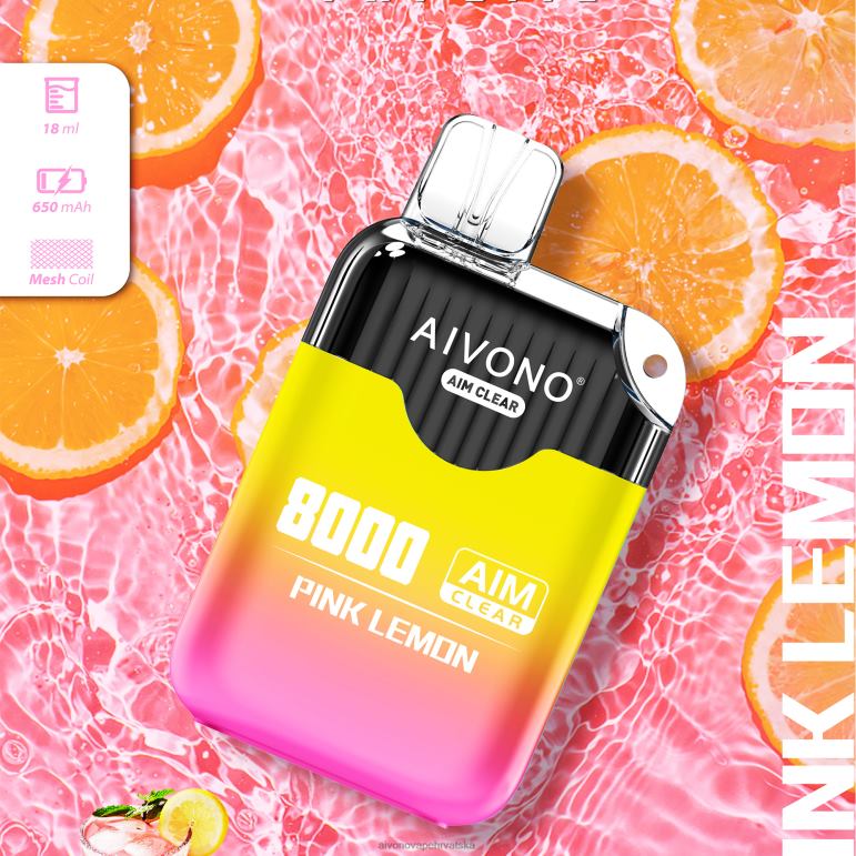Aivono AIM CLEAR 8000 ružičasti limun - F4042211 Aivono Vape Review