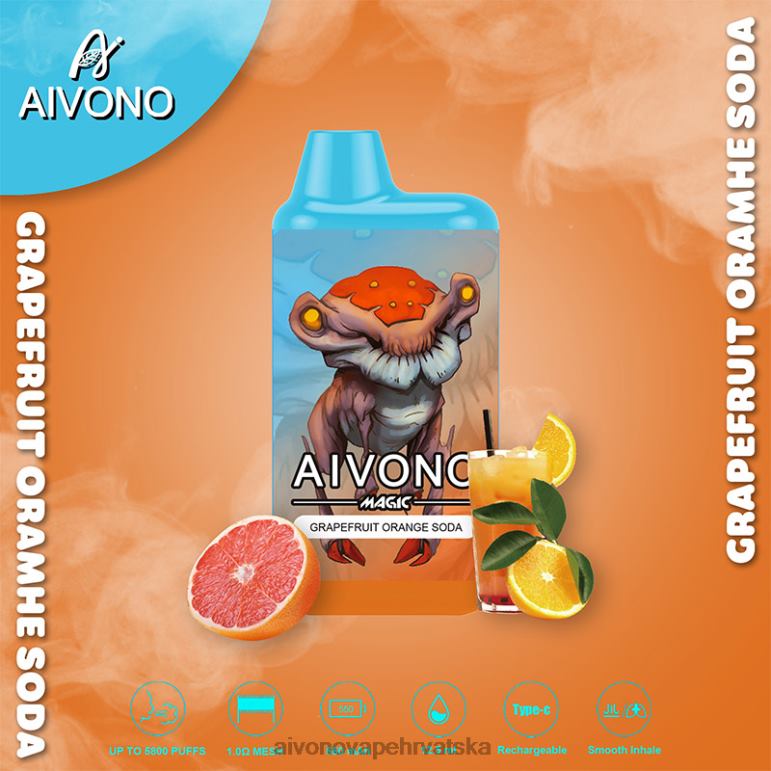 Aivono AIM MAGIC 5800 kutija za cigarete grejp narančasta soda - F4042101 Aivono Vape Price