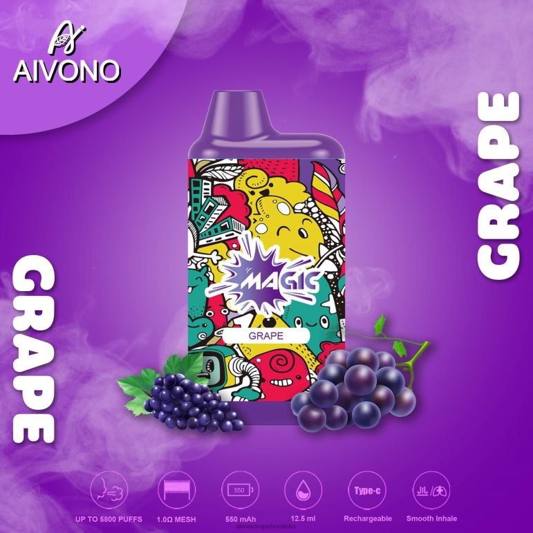 Aivono AIM MAGIC 5800 kutija za cigarete grožđe - F404292 Aivono Vape Hrvatska