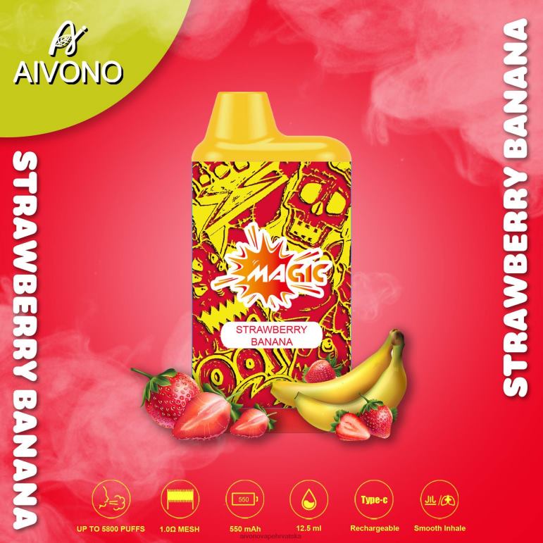 Aivono AIM MAGIC 5800 kutija za cigarete jagoda banana - F404293 Aivono Vape Price