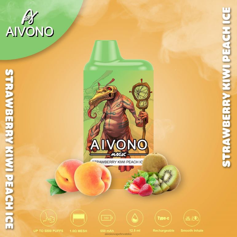 Aivono AIM MAGIC 5800 kutija za cigarete jagoda kivi breskva led - F404296 Aivono Vape Hrvatska