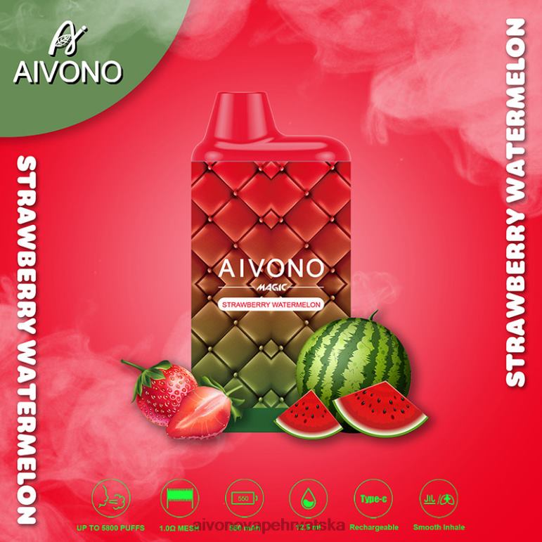 Aivono AIM MAGIC 5800 kutija za cigarete jagoda lubenica - F404299 Aivono Vape Review