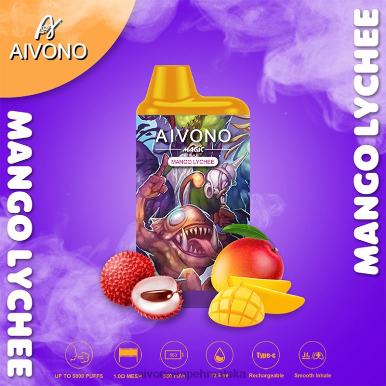 Aivono AIM MAGIC 5800 kutija za cigarete mango liči - F404298 Aivono Vape
