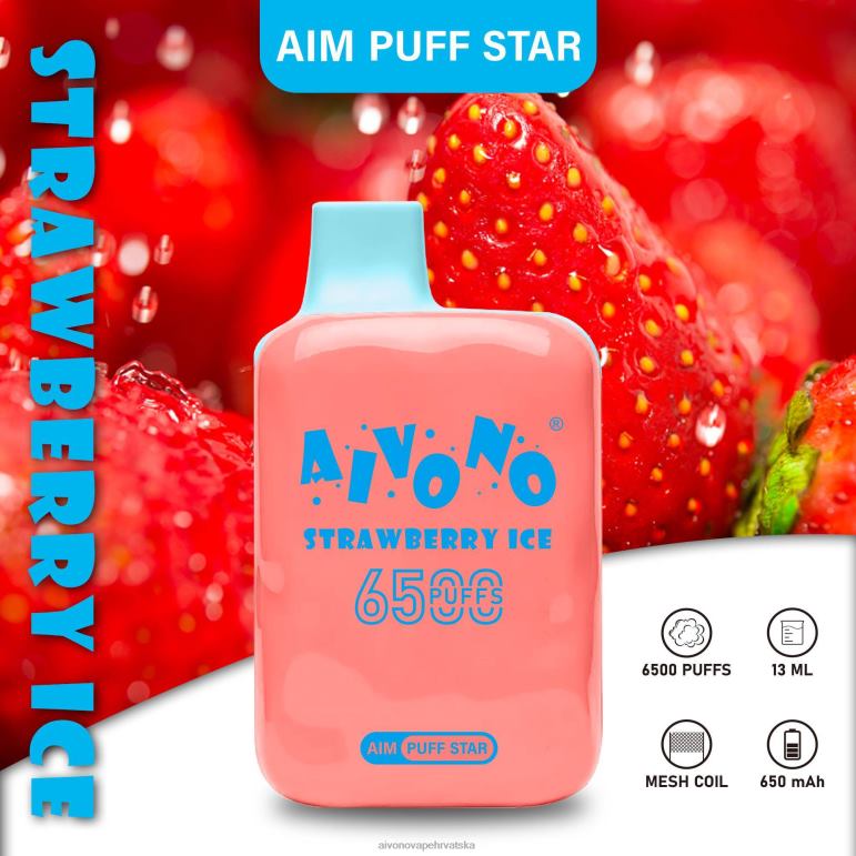 Aivono AIM PUFF STAR 6500 led od jagoda - F4042288 Aivono Vape Hrvatska