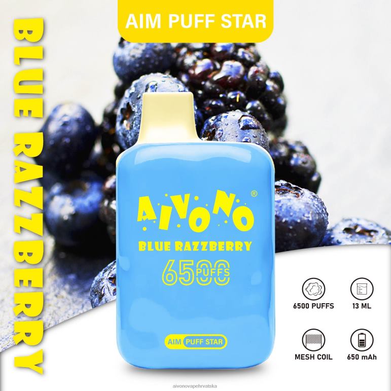 Aivono AIM PUFF STAR 6500 plava razzberry - F4042292 Aivono Vape Hrvatska