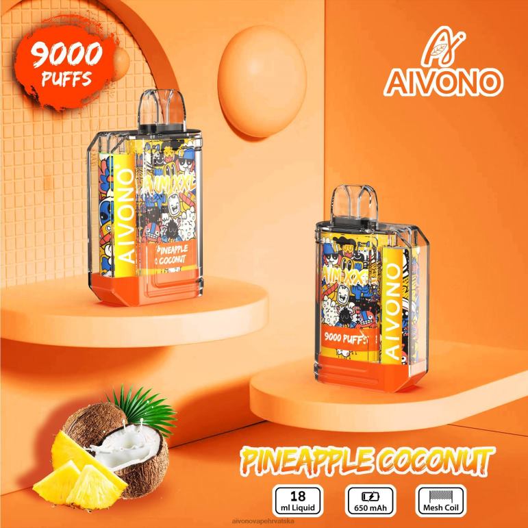 Aivono AIM XXL 9000 prozirna naljepnica za usta ananas kokos - F404252 Aivono Vape Hrvatska