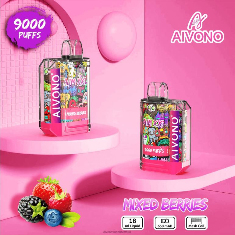 Aivono AIM XXL 9000 prozirna naljepnica za usta miješano bobičasto voće - F404251 Aivono Vape Review