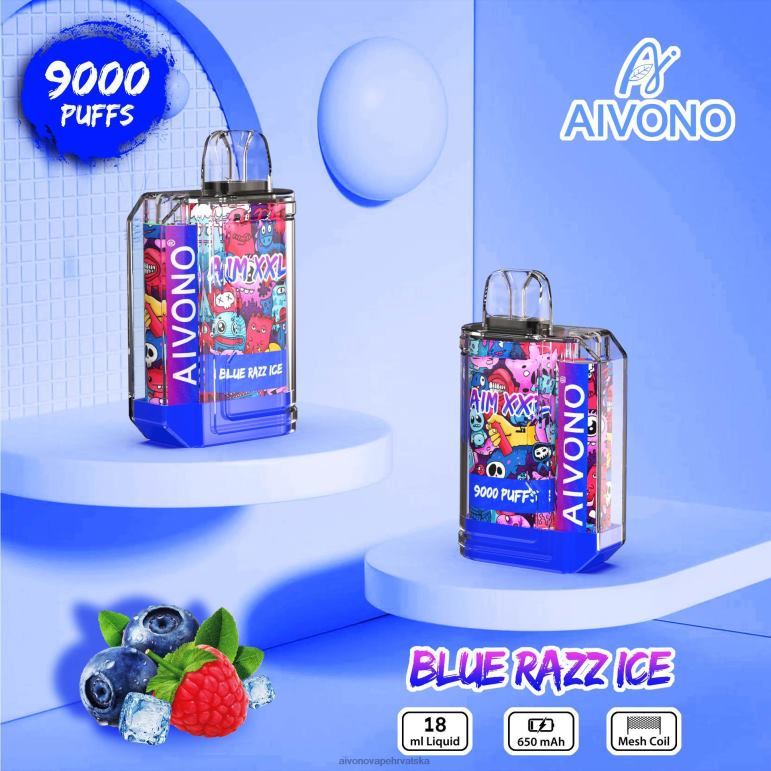 Aivono AIM XXL 9000 prozirna naljepnica za usta plavi razz led - F404254 Aivono Vape