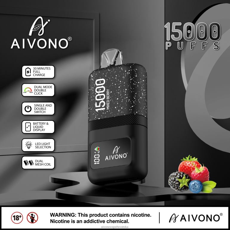 Aivono AIM magic 15000 miješano bobičasto voće - F404267 Aivono Vape Review