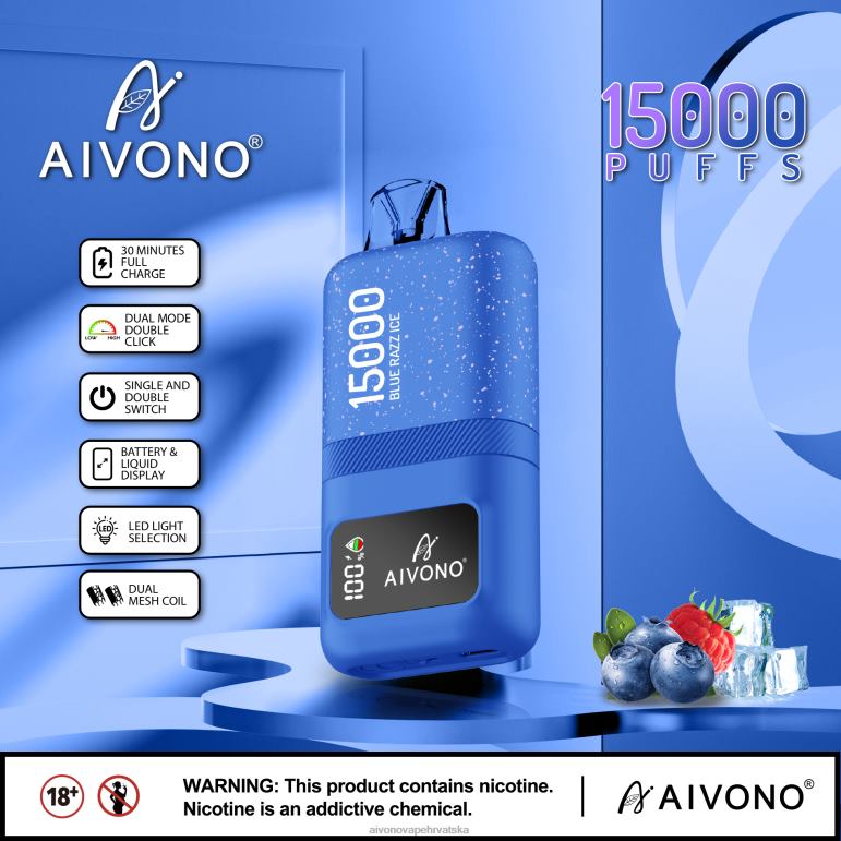 Aivono AIM magic 15000 plavi razz led - F404264 Aivono Vape Hrvatska