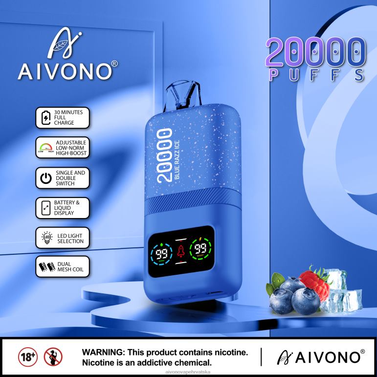 Aivono AIM magic 20000 plavi razz led - F404279 Aivono Vape Review