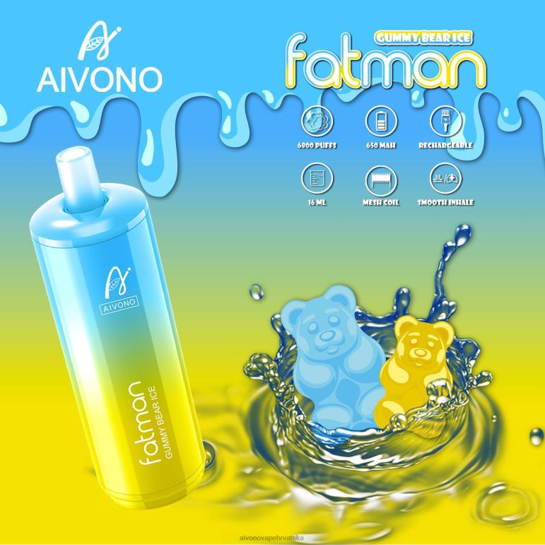 Aivono FATMAN 6800 gumeni medvjedić led - F404232 Aivono Vape Hrvatska