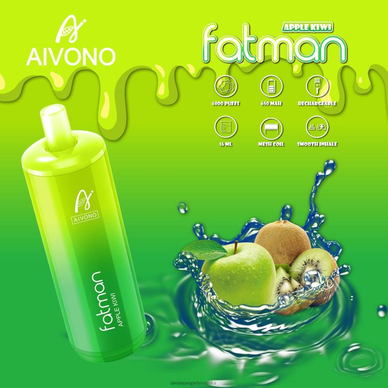 Aivono FATMAN 6800 jabuka kivi - F404231 Aivono Vape Review