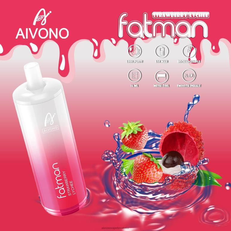 Aivono FATMAN 6800 liči od jagode - F404223 Aivono Vape Review