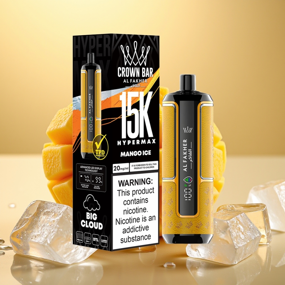 Al Fakher Crown Bar 15K Hypermax 15000 Puffova 22ml 6mg/ml Mango Led