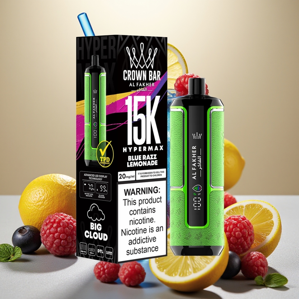 Al Fakher Crown Bar 15K Hypermax DTL 22ml 600mAh Plavi Razz Limunada
