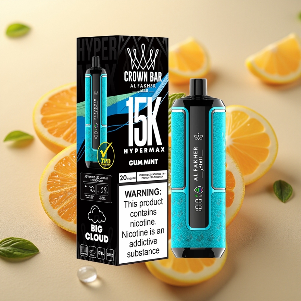 Al Fakher Crown Bar 15K Hypermax DTL 22ml 600mAh Type-C Gum Meta (Mentha)