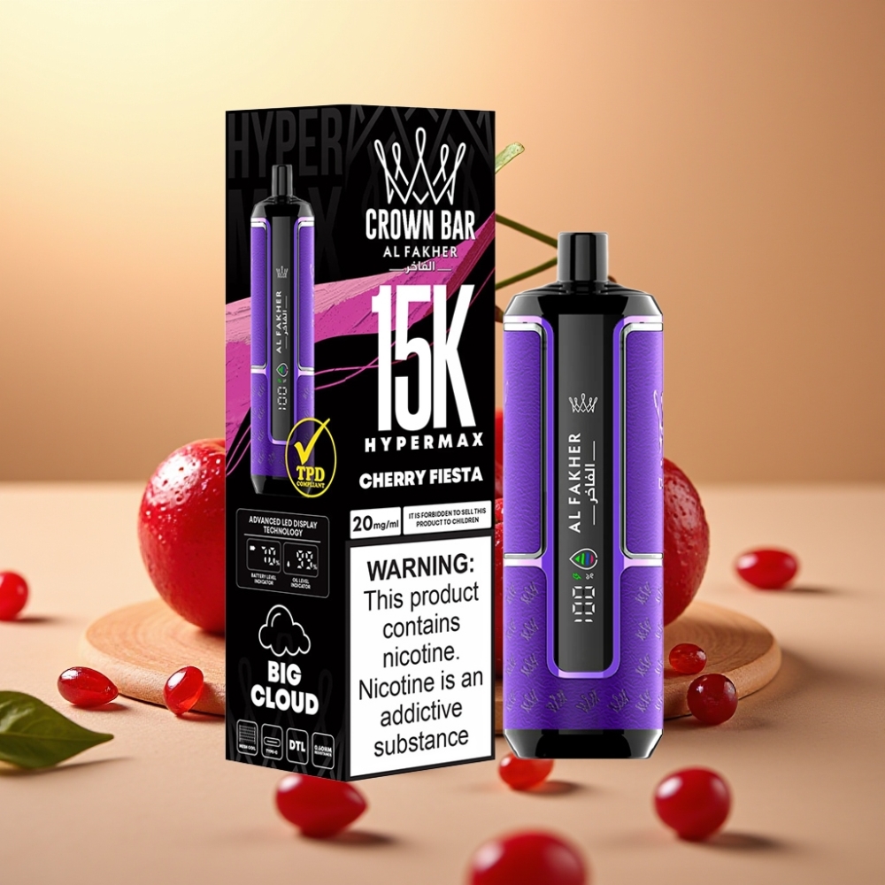 Al Fakher Crown Bar 15K Hypermax Jednokratna Vape Cherry Fiesta 22ml 600mAh Type-C
