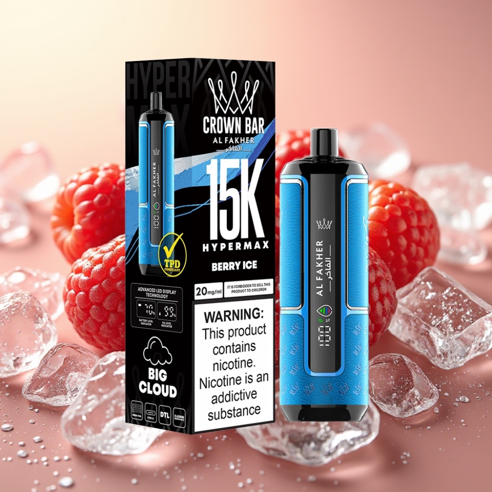 Al Fakher Crown Bar 15K Hypermax Jednokratna Vape Kit 22ml 600mAh Type-C Jagoda Led