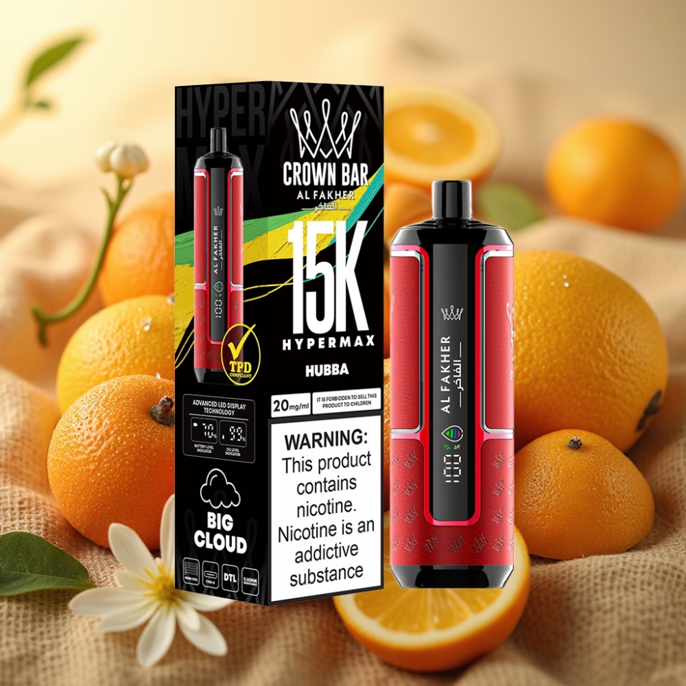 Al Fakher Crown Bar 15K Hypermax Jednokratna Vape Kit Hubba 22ml 600mAh Type-C