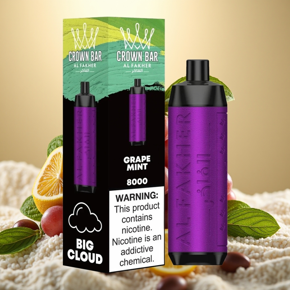 Al Fakher Crown Bar 8000 Cristal Jednokratna Vape 600mAh 18ml 5mg 06ohm Grožđe Meta