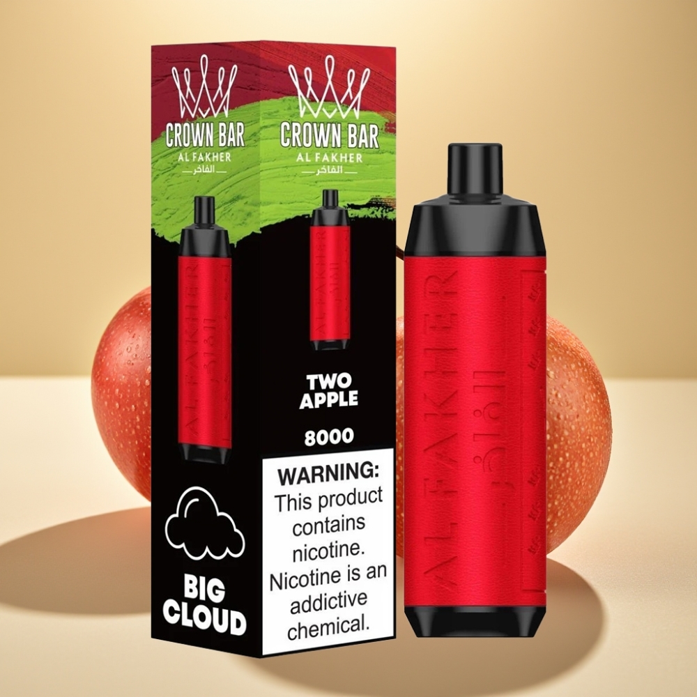 Al Fakher Crown Bar 8000 Cristal Jednokratna Vape Dvije Jabuke 600mAh 18ml 5mg