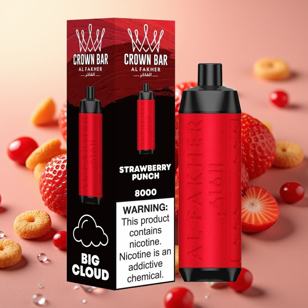 Al Fakher Crown Bar 8000 Cristal Jednokratna Vape Jagoda Punch 600mAh USB-C 18ml 5mg 06ohm