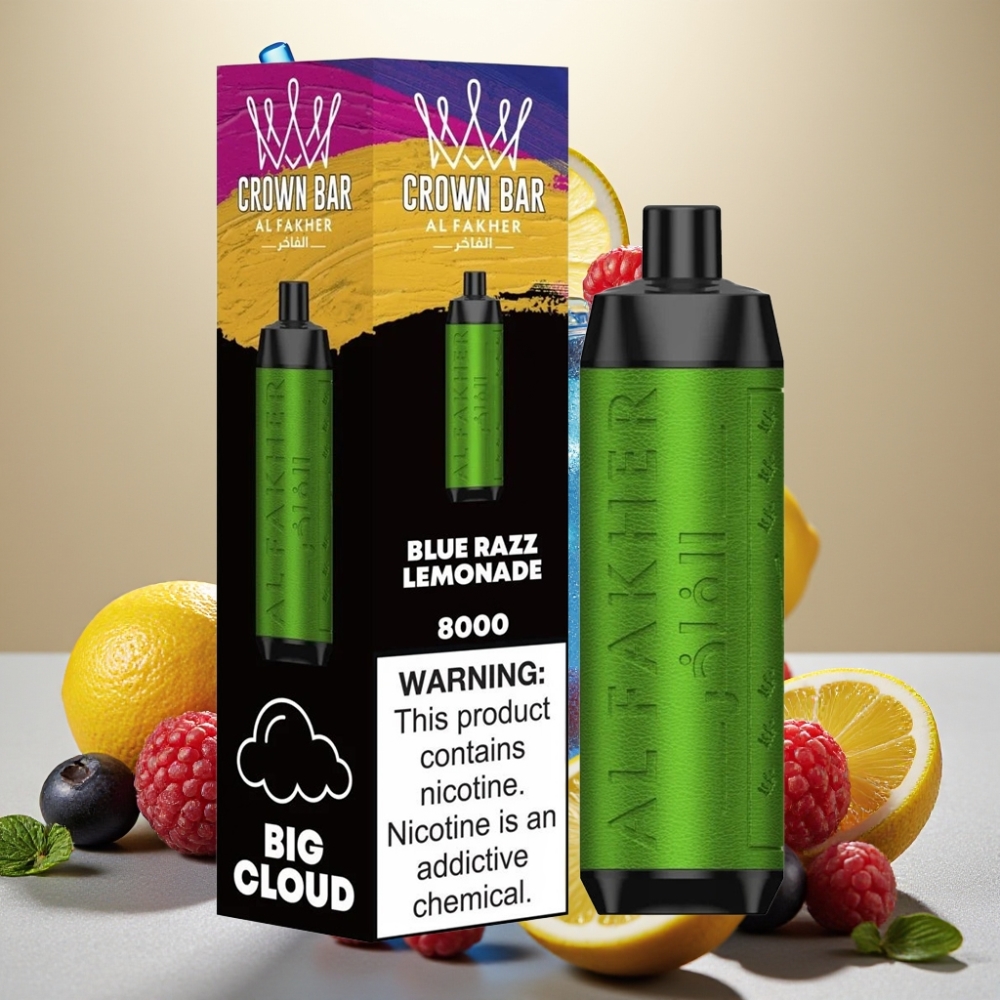 Al Fakher Crown Bar 8000 Cristal Jednokratna Vape Plavi Razz Limunada 18ml 5mg