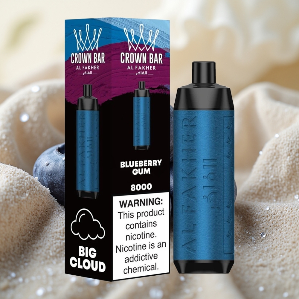 Al Fakher Crown Bar 8000 Cristal Jednokratna Vape – 18ml 5mg 06ohm Žvakaća Guma s Okusom Borovnice