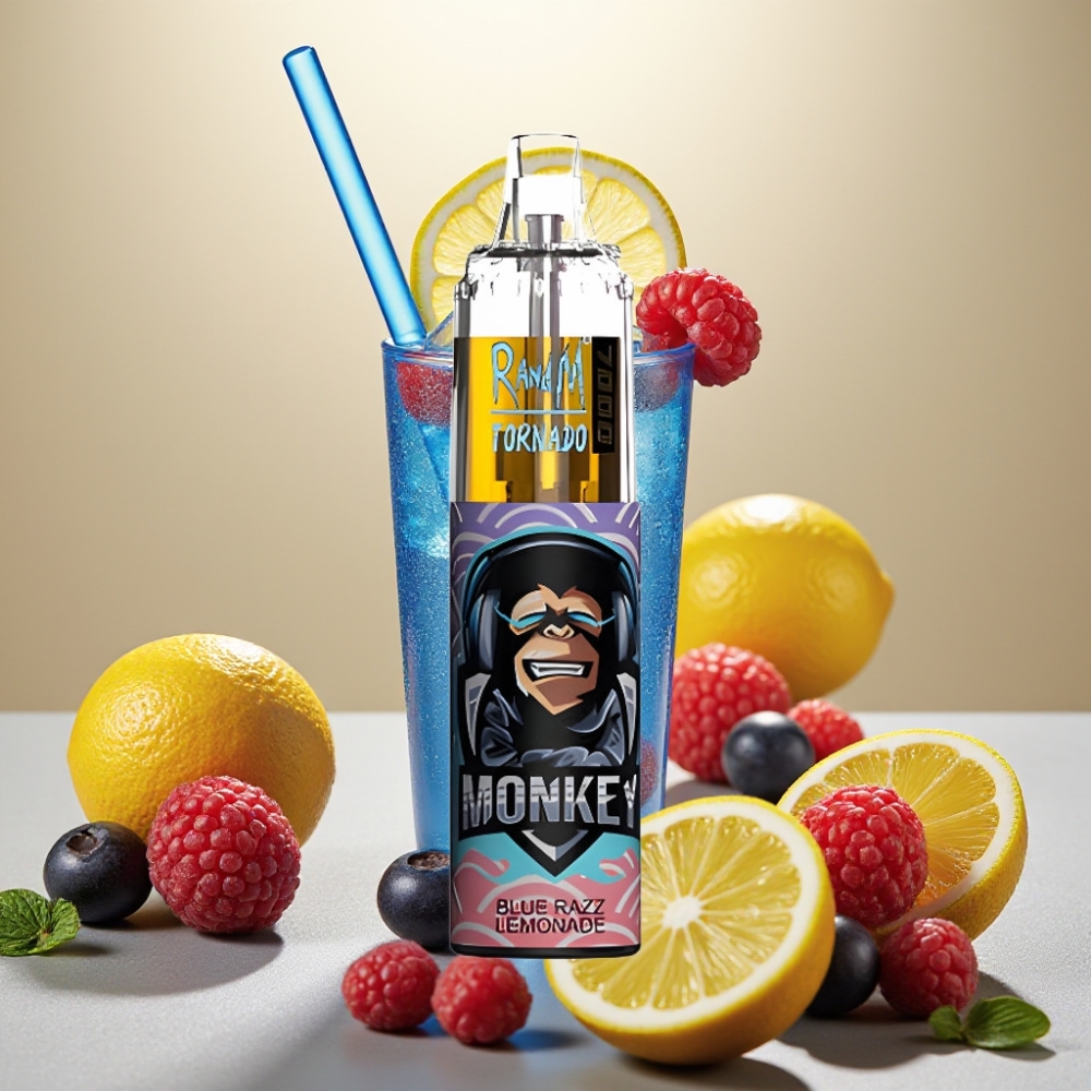 Fumot Tornado 7000 Puffs 14ML 850MAH Mrežasti Coil Type-C RGB Blue Razz Limunada