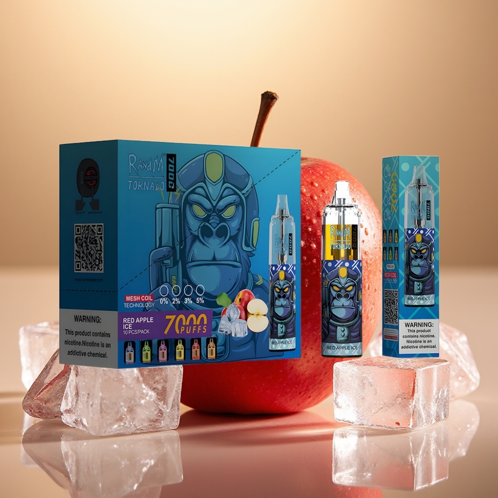Fumot Tornado 7000 Pufova 14ML 850MAH Mrežasti Coil Type-C RGB Zračno Podesivi Crvena Jabuka Led