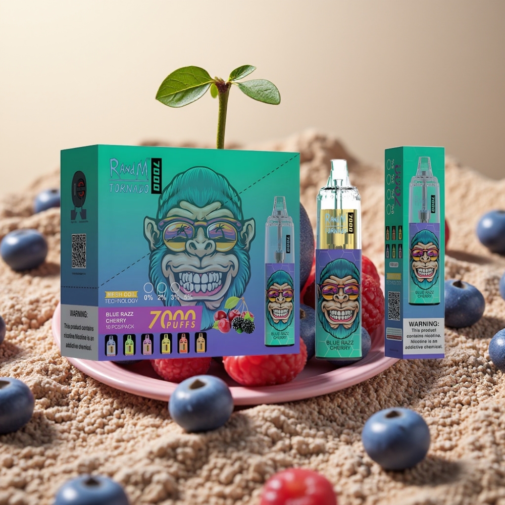 Fumot Tornado 7000 Pufova 14ML 850MAH Mrežasti Namot Type-C RGB Blue Razz Trešnja