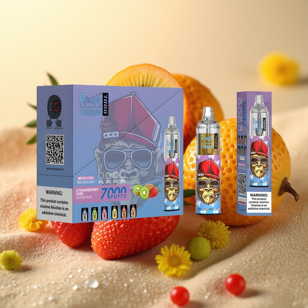 Fumot Tornado 7000 Pufova 14ML 850MAH Mrežasti Veličina Type-C RGB Zrak Jagoda Kivi