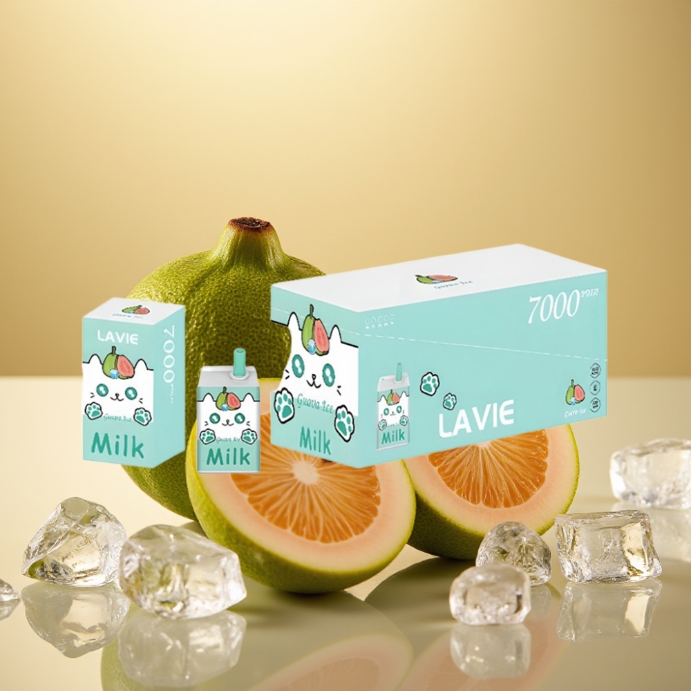 LAVIE Milk 7000 Pufova Težina 0058 kg Dimenzije 37×34×65 cm Okus Guava Led i Lavie Milk 7000 Pufova Jednokratna Vape Guava Led