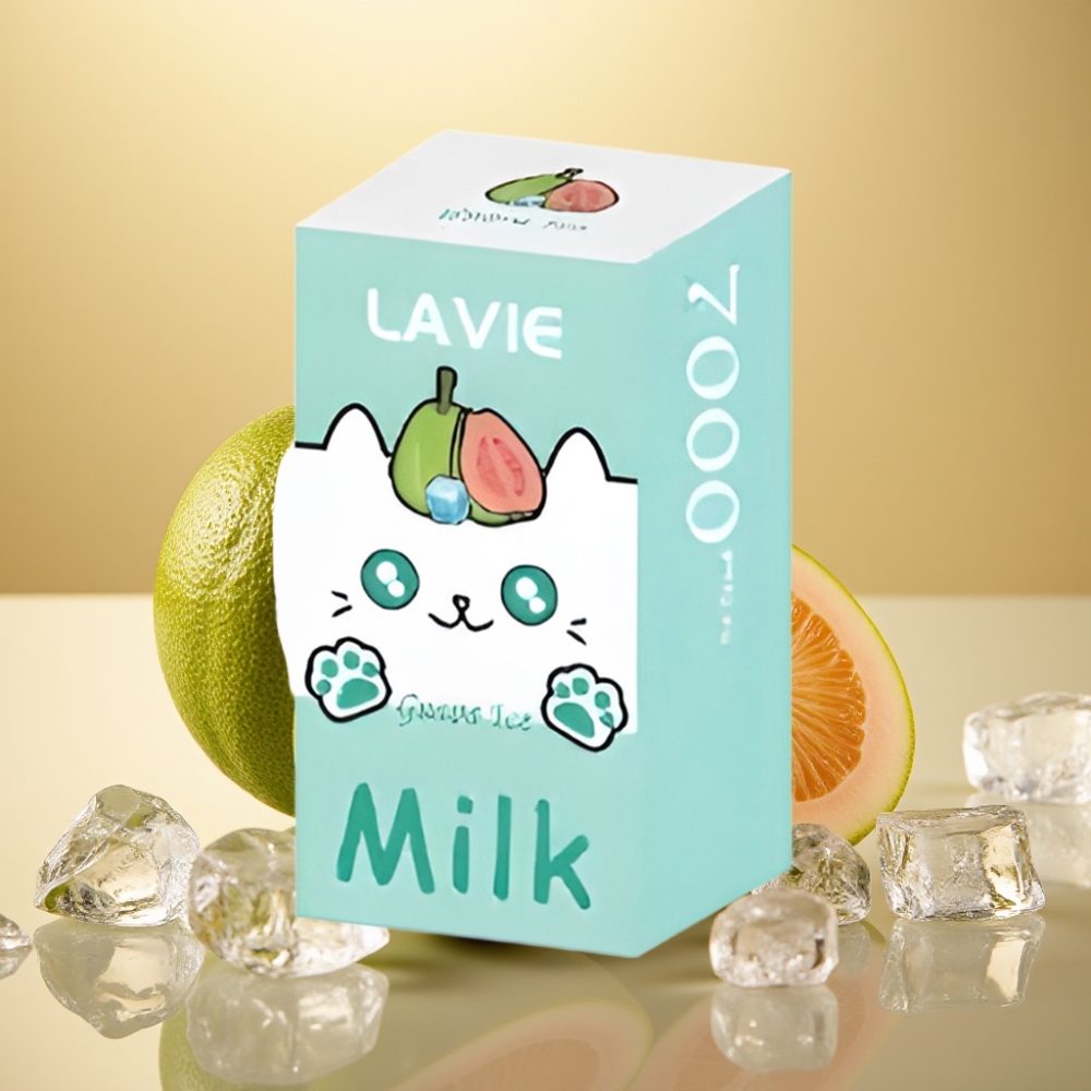 LAVIE Milk 7000 Pufova Težina 0058 kg Dimenzije 37×34×65 cm Okus Guava Led i Lavie Milk 7000 Pufova Jednokratna Vape Guava Led