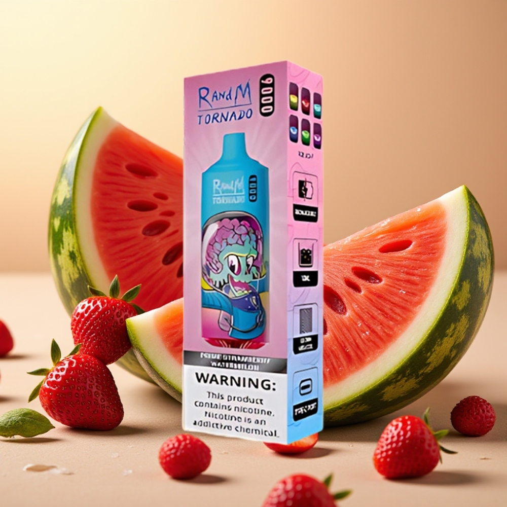 RandM Tornado 9000 Puffs 850 mAh 18 mL Mesh Coil RGB Display 54 Aroma Prima Jagoda Lubenica
