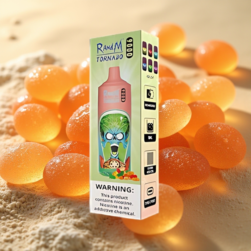 RandM Tornado 9000 Puffs 850mAh 18mL Mesh Coil RGB Gumeni Medvjedić