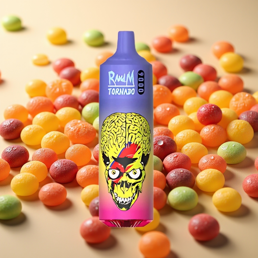 RandM Tornado 9000 Puffs 850mAh 18mL Mesh RGB 54 Aroma Okus Skittles