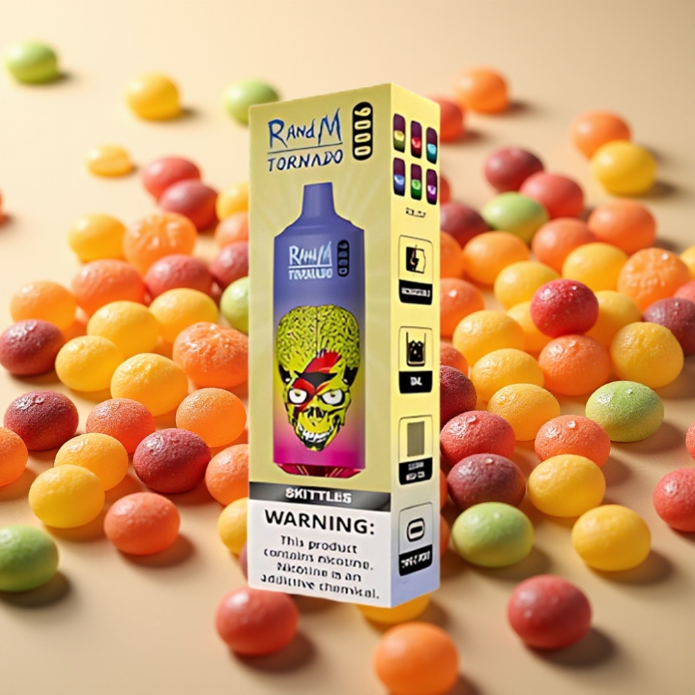 RandM Tornado 9000 Puffs 850mAh 18mL Mesh RGB 54 Aroma Okus Skittles