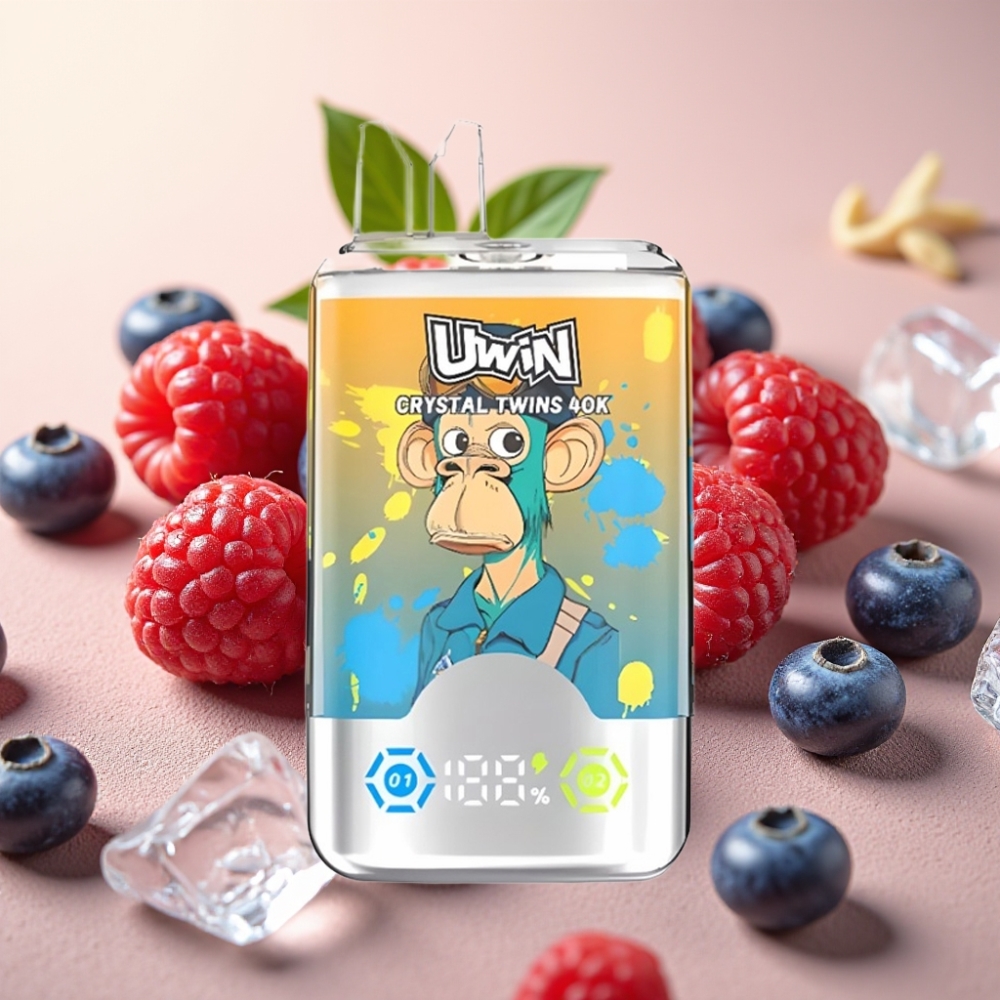 UWIN Crystal Twins 40000 Puffova Dvostruki Okus 06 Ohm 850mAh Type-C 32ml Borovnica Malina Trešnja Led