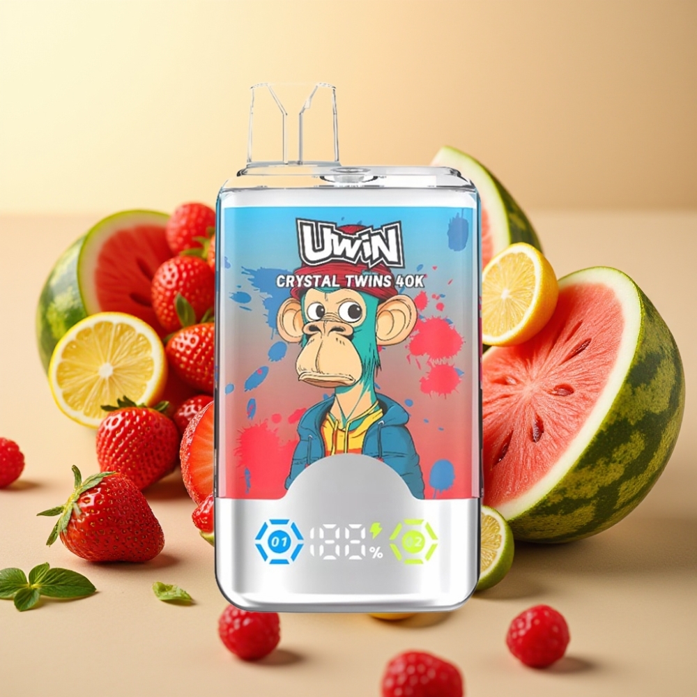 UWIN Crystal Twins 40000 Puffovi Dvostruki Okus 06 Ohm 32ml Jagoda Lubenica Limeta