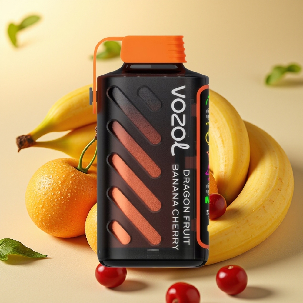 VOZOL Gear Power 20000 Puffova Tehnologija SiLC Tech Dual Mesh Coil Punozaslonski Prikaz 20mL 5(50mg) Okus Zmajevo Voće Banana Trešnja