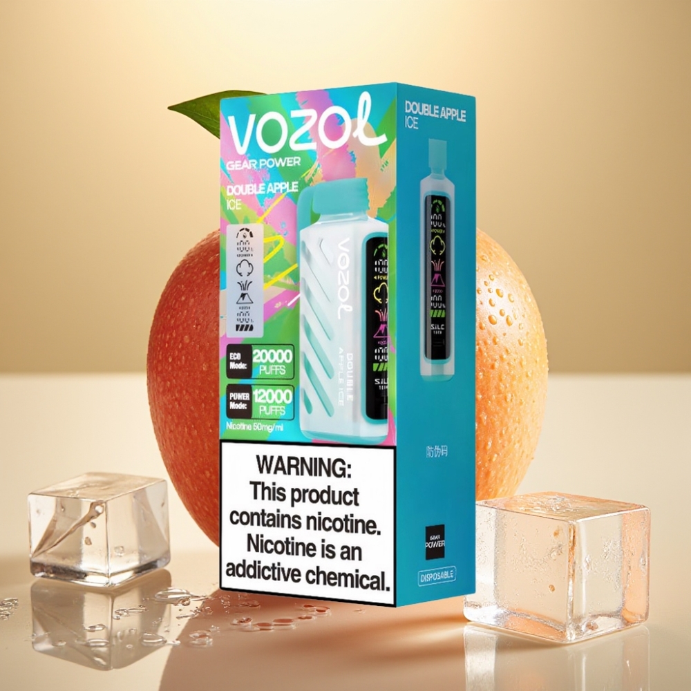 VOZOL Gear Power 20000 Puffs SiLC Tech Dual Mesh Coil 20mL Dvostruki Jabuka Led