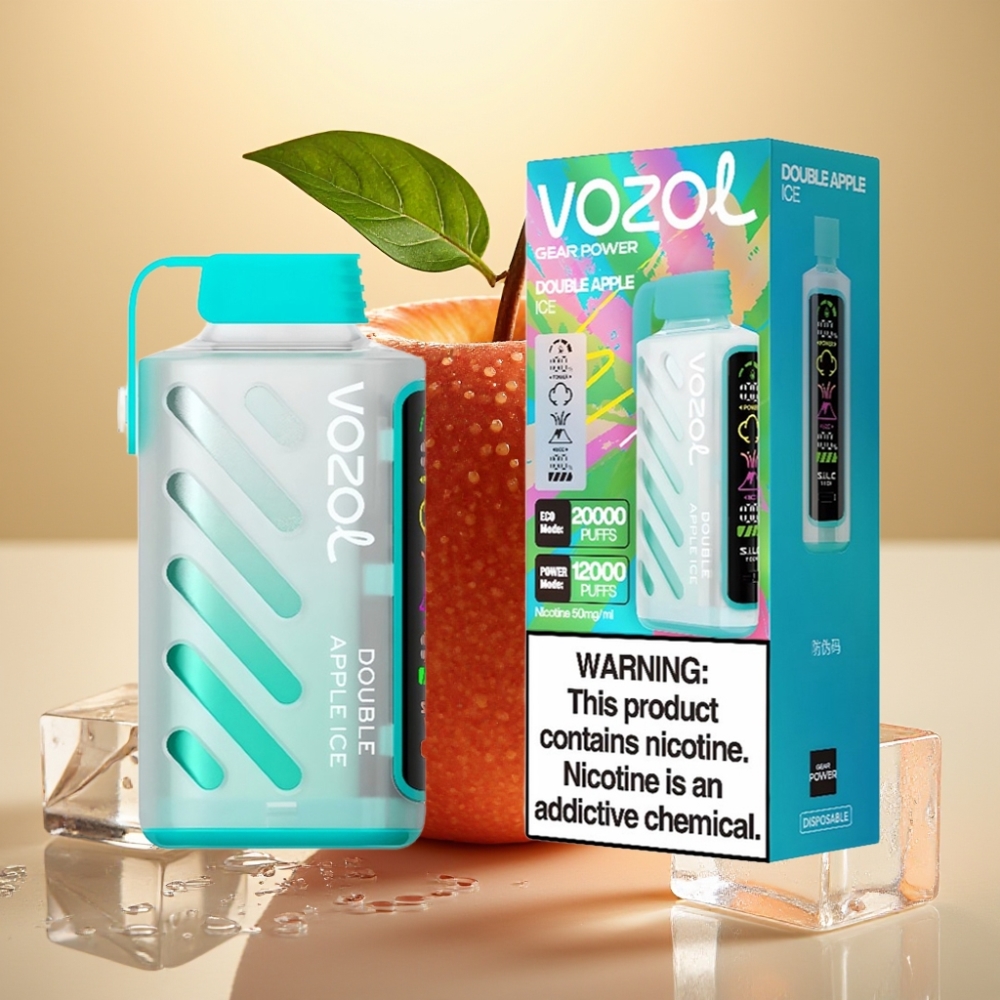 VOZOL Gear Power 20000 Puffs SiLC Tech Dual Mesh Coil 20mL Dvostruki Jabuka Led