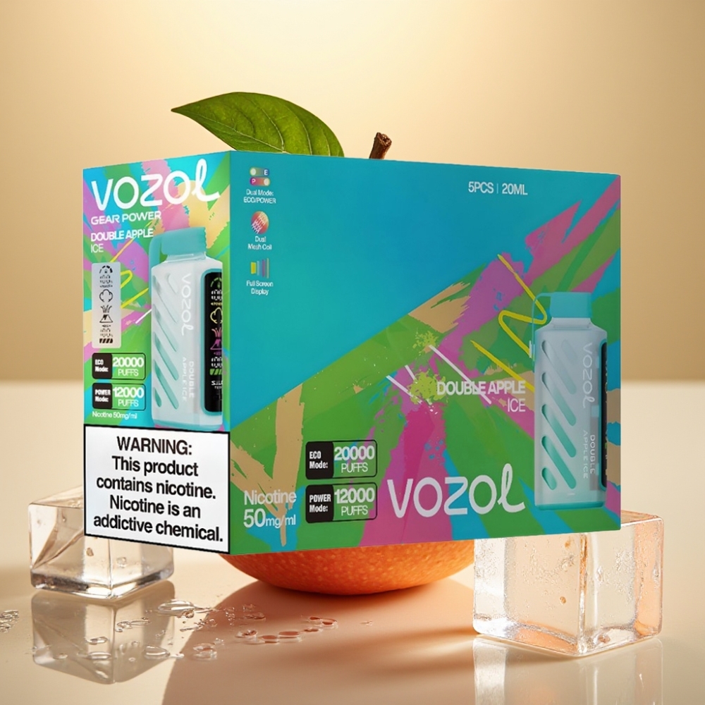 VOZOL Gear Power 20000 Puffs SiLC Tech Dual Mesh Coil 20mL Dvostruki Jabuka Led
