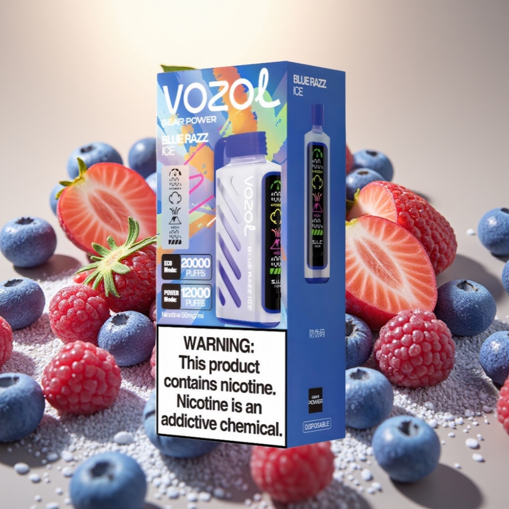 VOZOL Gear Power 20000 Pufova SiLC Tech Dual Mesh Coil Plavi Razz Led