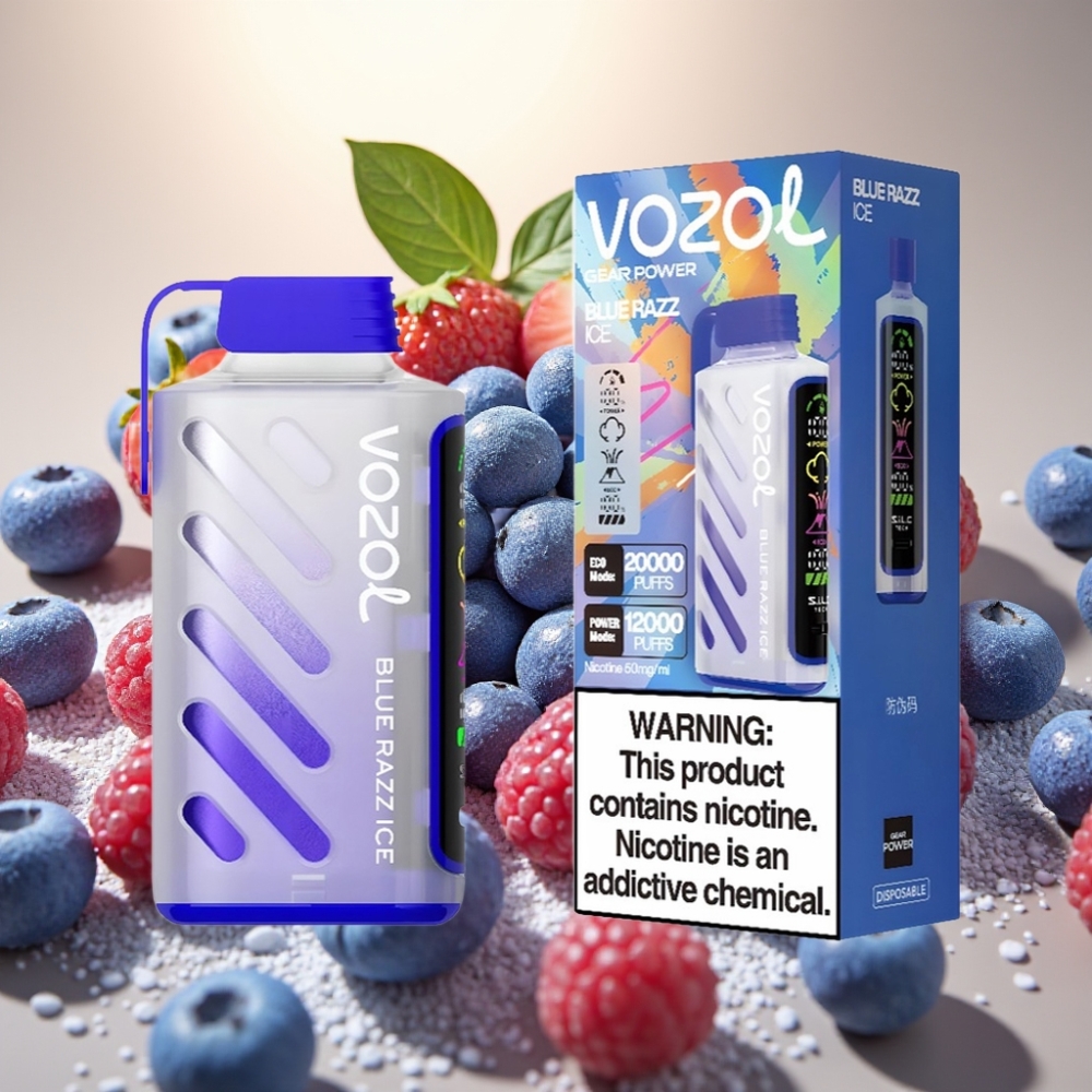 VOZOL Gear Power 20000 Pufova SiLC Tech Dual Mesh Coil Plavi Razz Led