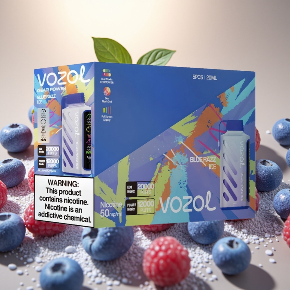 VOZOL Gear Power 20000 Pufova SiLC Tech Dual Mesh Coil Plavi Razz Led